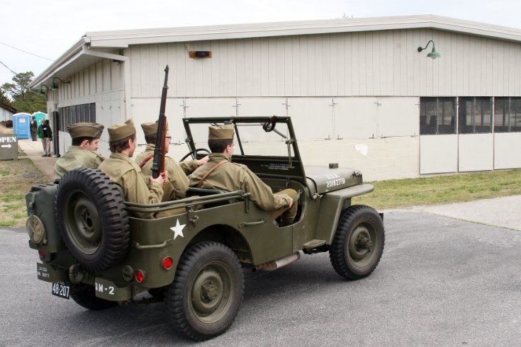 Army jeep on patrol at Fort Miles